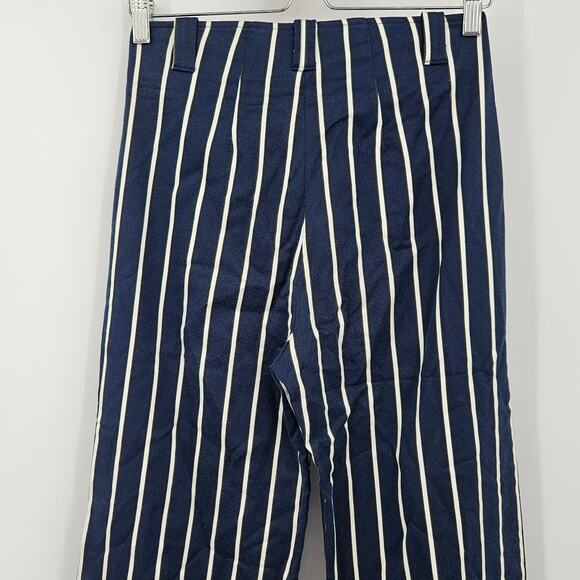 Reformation Bowie Capone High Waist Button Stripe Wide Leg Pants Blue Sz 4 - Picture 6 of 12